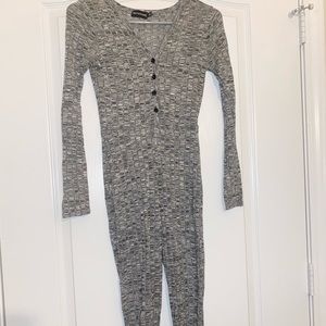 Gray Ribbed Bodysuit